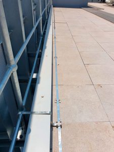 copper earth strap installation on roof of cdc data centre