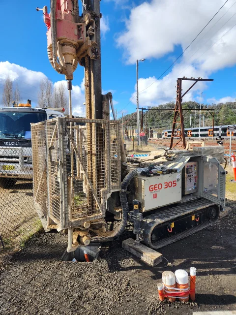 Drill set up for electrode installation