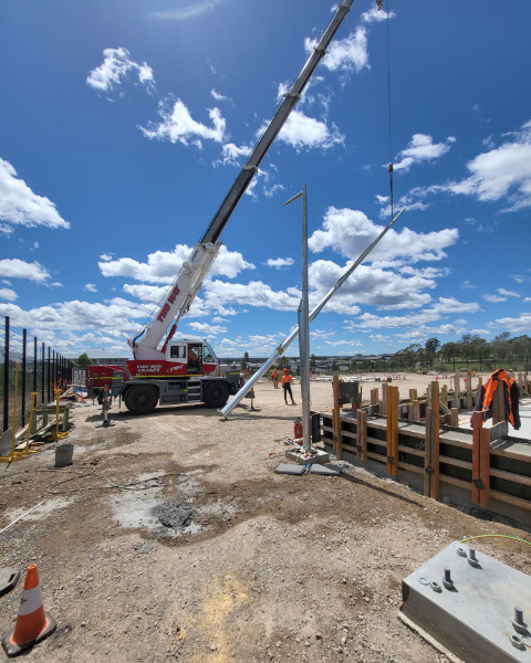 Installation of 15m lightning mast box hill zone substation