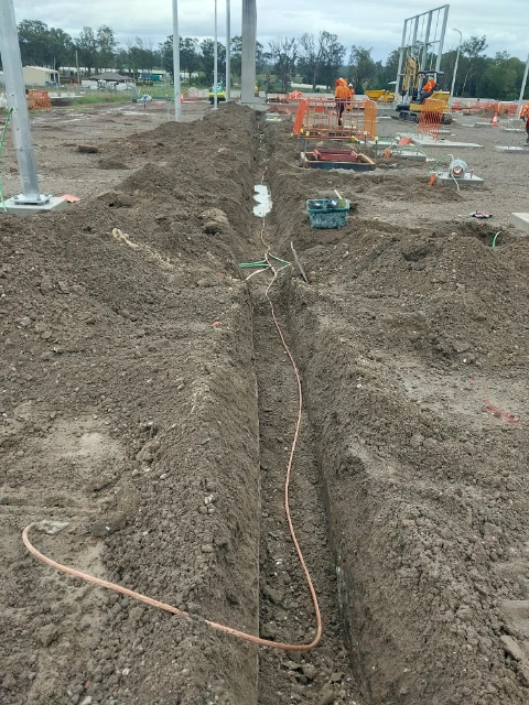 Installation of buried earth grid and connectors