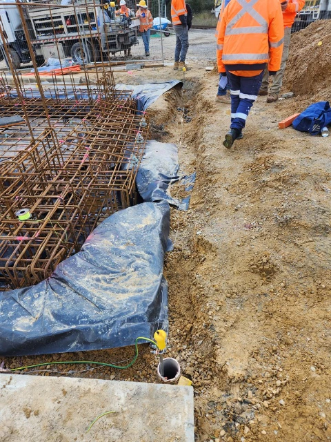 Installation of earth grid and connections