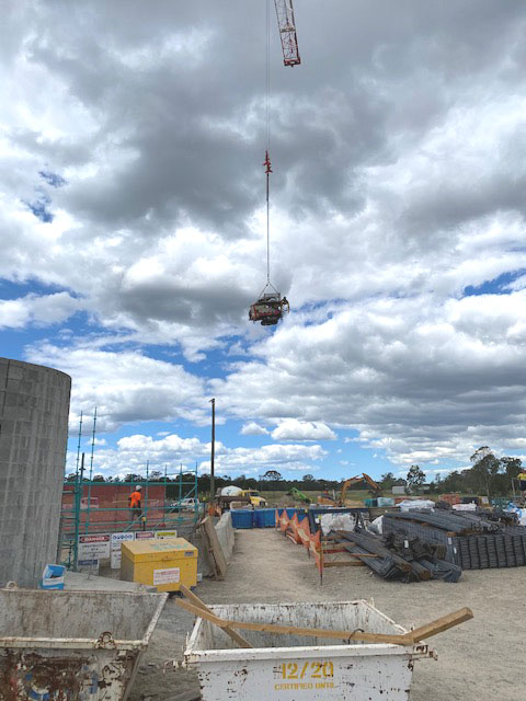 crane out drill rig for electrode installation