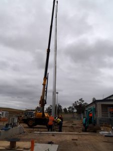 Installation of a lightning protection pole